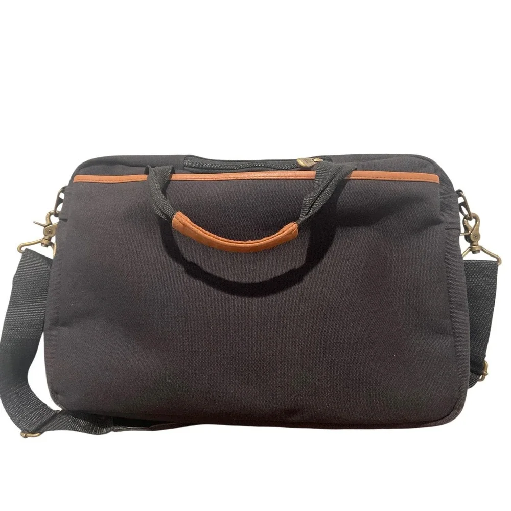 Totes Y2K Black‎ Canvas Briefcase Expandable Messenger Travel Laptop Bag Utility